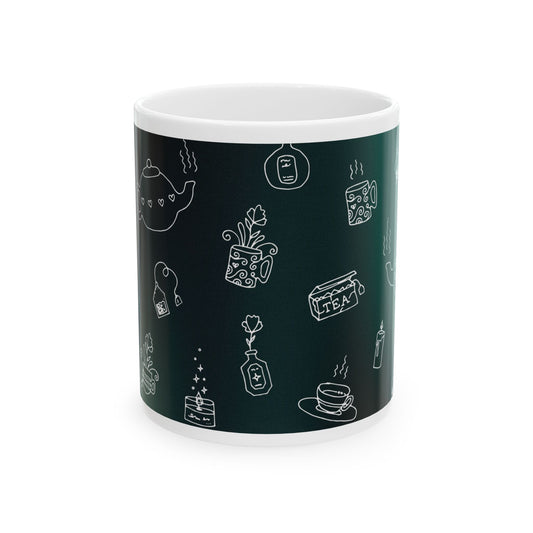 Cozy Tea Lover's Ceramic Mug, Ideal for Home, Office, Gift for Tea Enthusiasts, Cute Tea-Themed Coffee Cup, Unique Drinkware