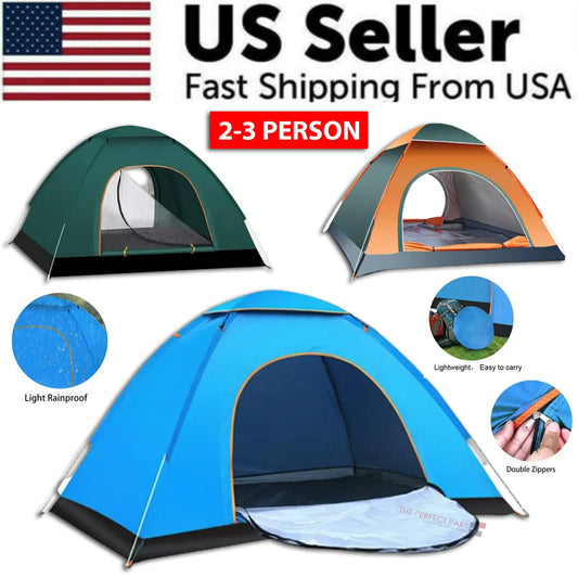 2-3 Person Pop-Up Tent: Waterproof Camping, Hiking, and Outdoor Shelter